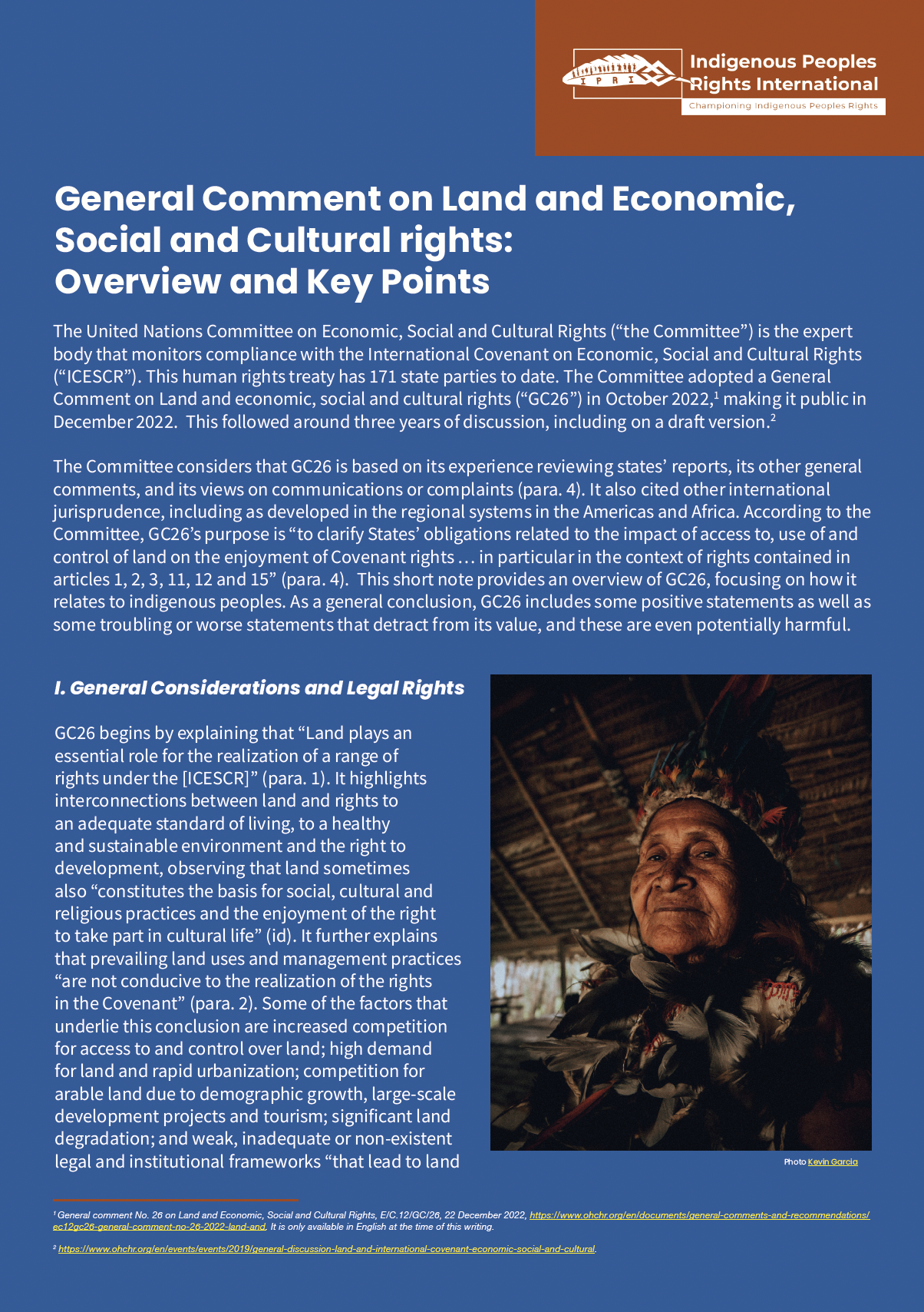 General Comment on Land and Economic, Social and Cultural rights: Overview and Key Points